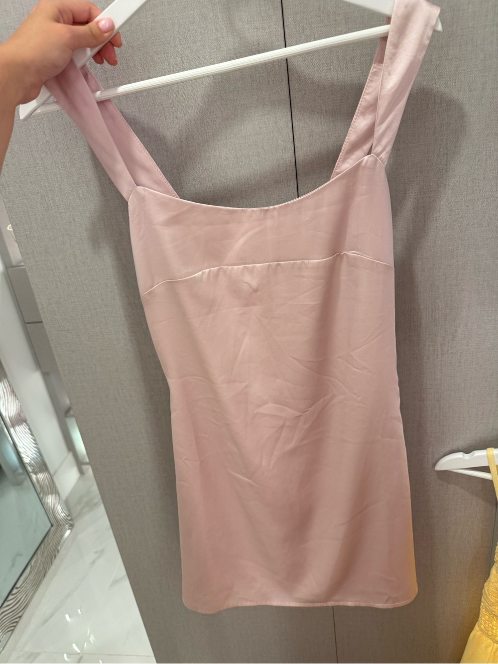 Peppermayo Blush Pink Square Neck Mini Dress